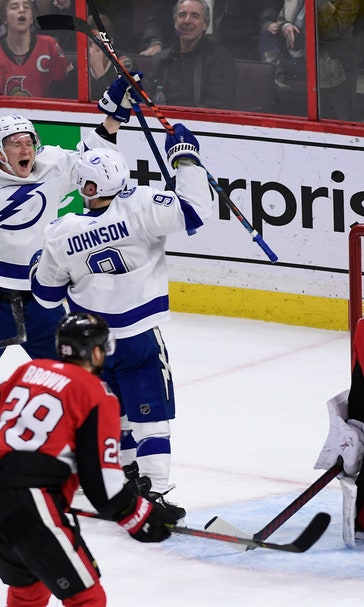 Johnson helps Lightning beat Senators 5-3 for 6th straight